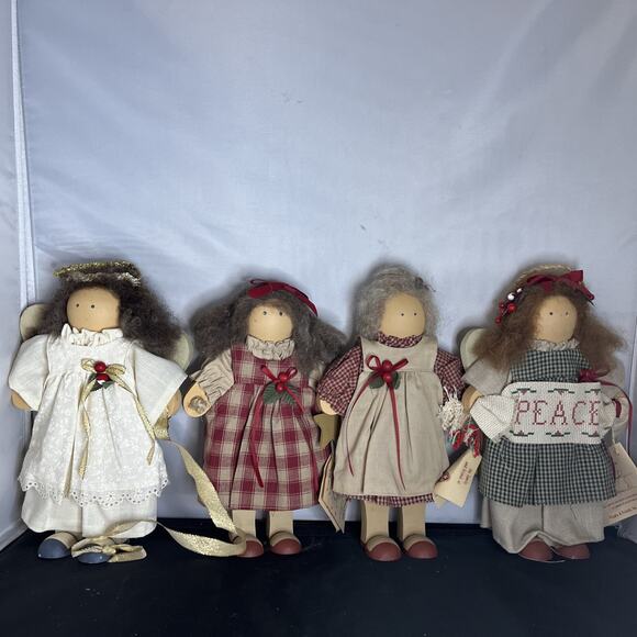 Lizzie High Dolls Other - Vintage VTG Lot of Four LIZZIE HIGH Wooden Dolls Christmas Angels LADIES